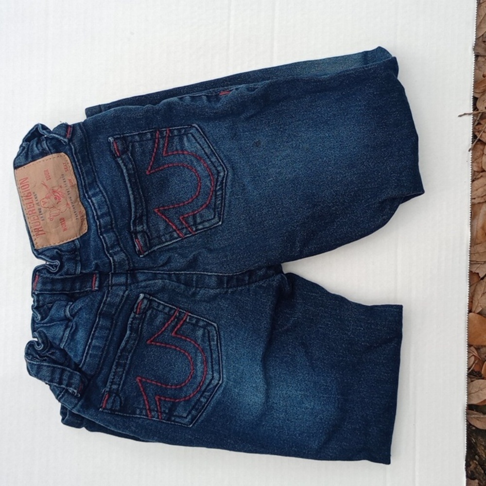 Size 5 True Religion Dark Blue Red Stitching Kids Streetwear Urban Jeans